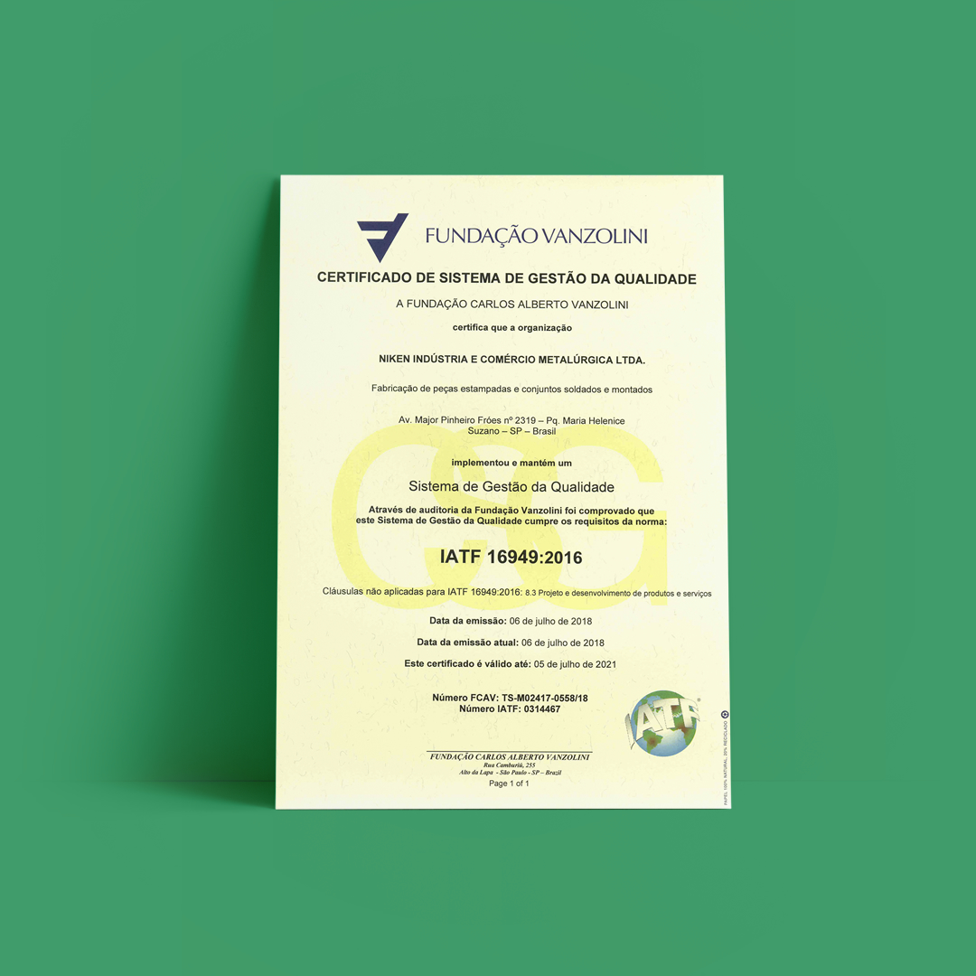 Certificações Niken Certificações Niken